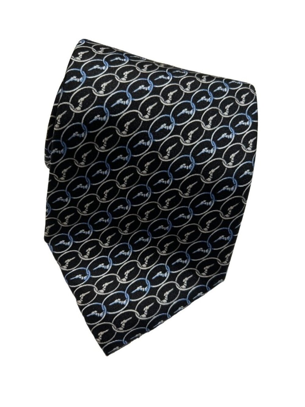 TRUSSARDI TIE TWILL SILK NECKTIE LOGO DESIGN BLUE COLOR MADE IN ITALY